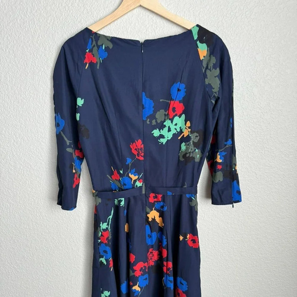 Eshakti Custom Dress Size Small Blue Floral Midi Pink Green Yellow - Picture 7 of 10